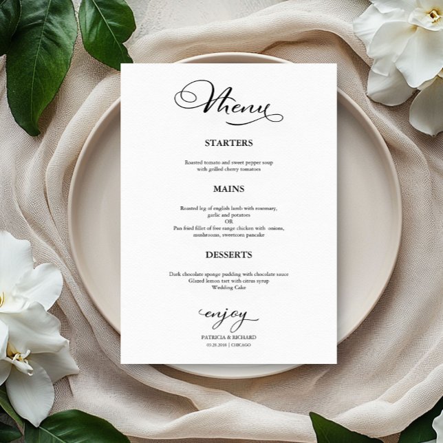 Menú boda Caligrafía sencilla y elegante (Subido por el creador)