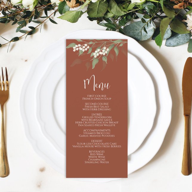 Menú boda Caligrafía Terracotta Floral (Subido por el creador)