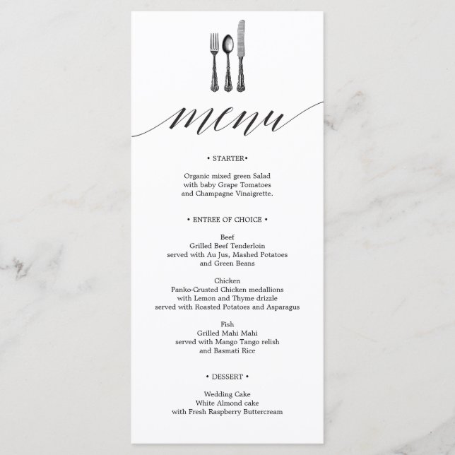Menú Boda caligráfico - Menús Boda (Anverso)