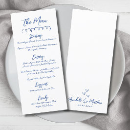 Menú Boda Caprichosa Azul Simple Dibujada a Mano