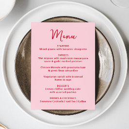 Menú Boda Caprichosa de Corazones Rosados y Rojos