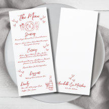 Boda Caprichosa de Dibujo a Mano en Rojo Francés