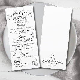 Menú Boda Caprichosa y Extravagante Dibujada a Mano