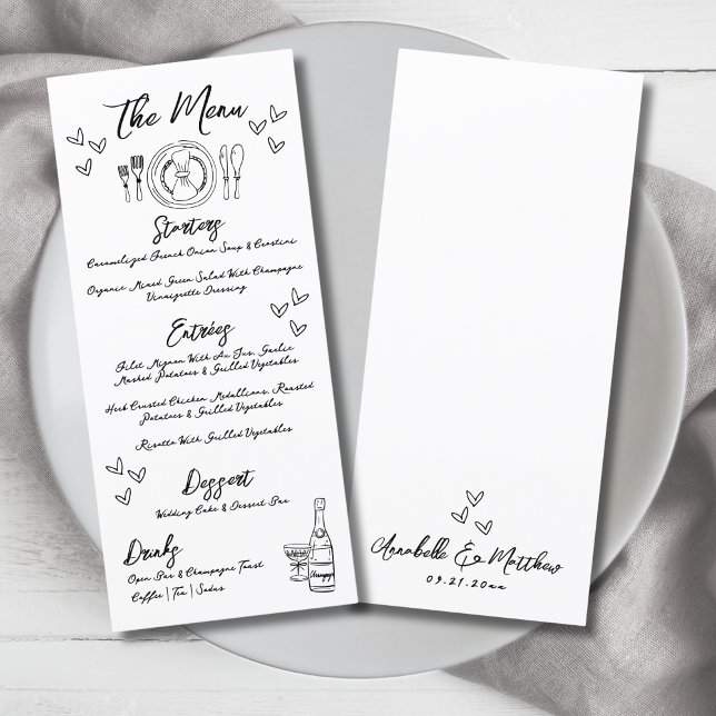 Menú Boda Caprichosa y Extravagante Dibujada a Mano (Subido por el creador)