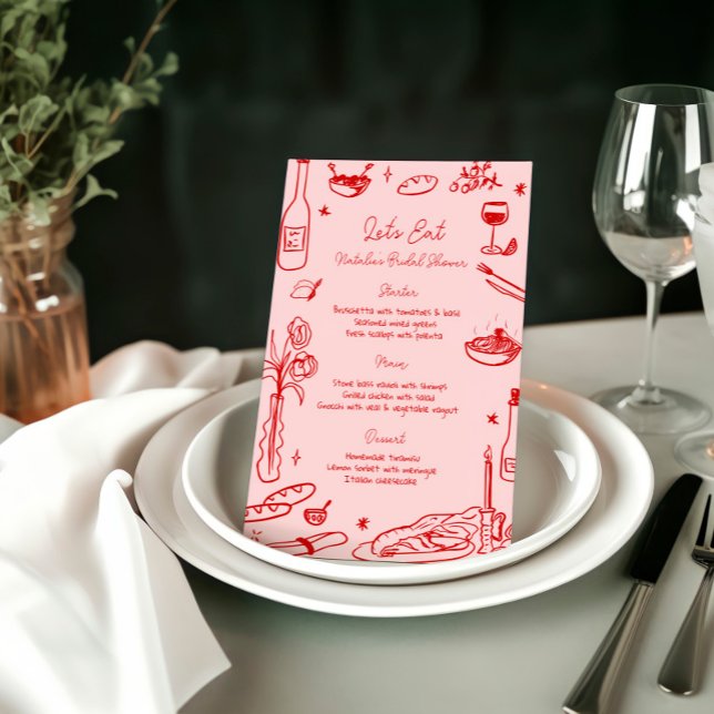 Menú Boda caprichoso con mano roja (Subido por el creador)