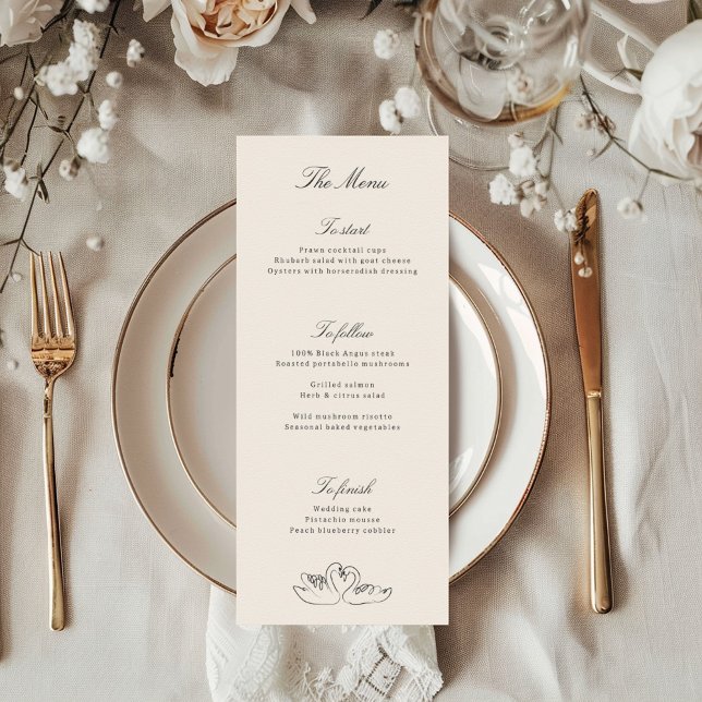 Menú Boda caprichoso de cisnes ilustrados (Subido por el creador)