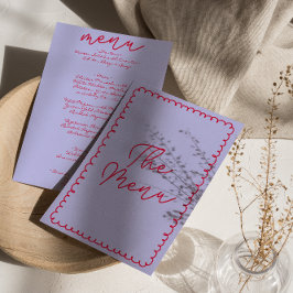 Menú Boda caprichoso manuscrito retro colorido
