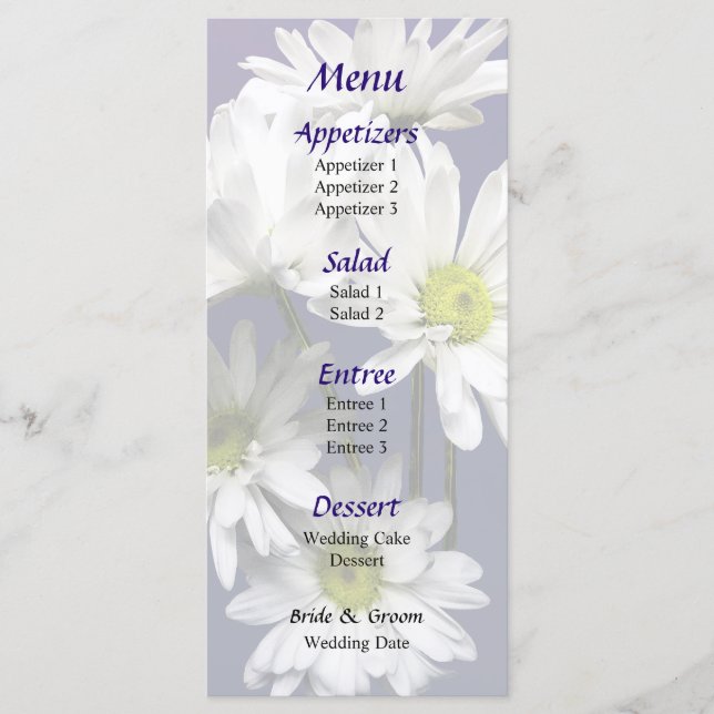 Menú Boda Cascada de Daisies Blancos (Anverso)