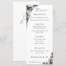 Menú Boda católica floral rosa y blanca
