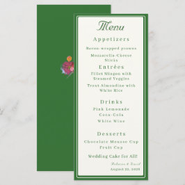 Menú Boda Católica Forest Green Dos Corazones