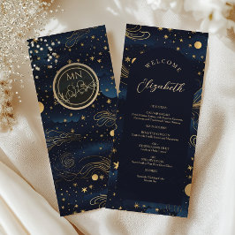 Menú Boda celeste con nombre de invitado