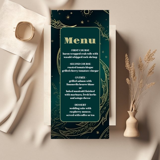 Menú Boda celeste de oro verde esmeralda (Subido por el creador)