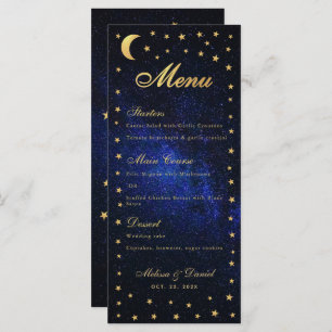 Menú Boda celeste - Elegantes estrellas de oro azu
