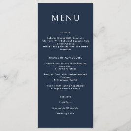 Menú Boda celeste Resumen Dorado azul oscuro