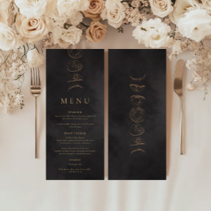 Menú Boda Celestial Black & Faux Gold Tarot