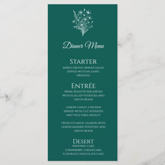 Menú Boda Cena y Bar Menú-Flor silvestre Elegancia (Anverso)