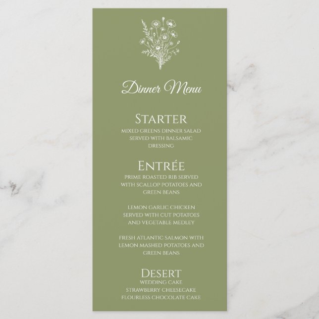 Menú Boda Cena y Bar Menú-Flor silvestre Elegancia (Anverso)