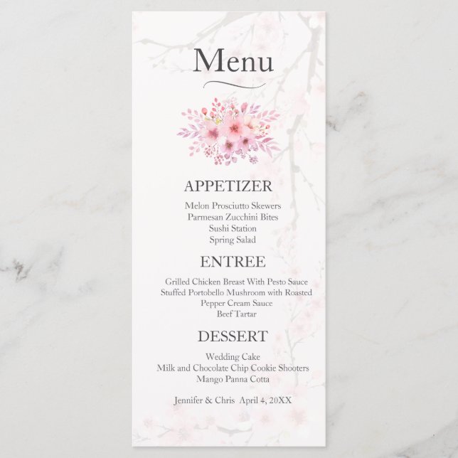Menú Boda Cherry Blossom (Anverso)