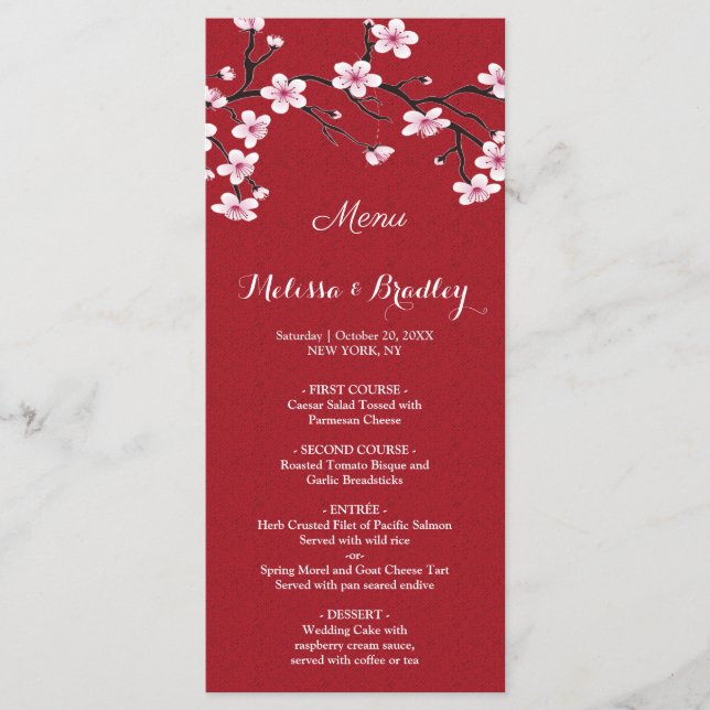 Menú Boda Cherry Blossom (Anverso)