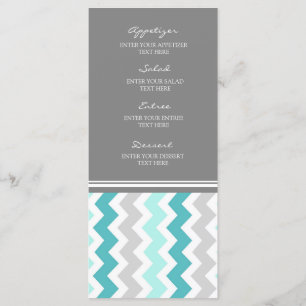 Menú boda Chevron gris Verde azulado