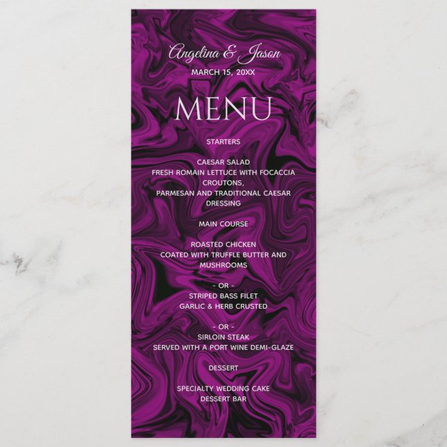 Menú Boda Chic Morado (Anverso)