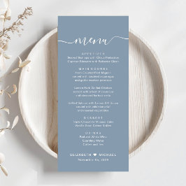 Menú Boda Chic Script Azul Polvo