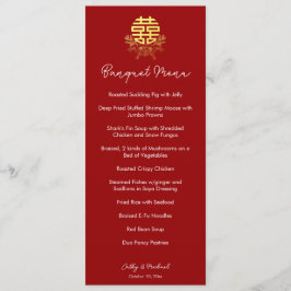 Menú Boda chino de flor de doble felicidad de círculo