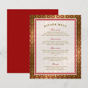 Menú Boda chino Gold Red Double Happiness