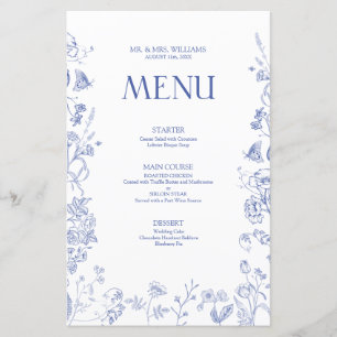 Menú Boda Chinoiserie francés Blue Victorian