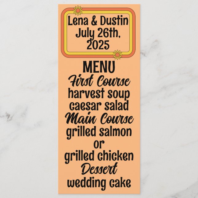 Menú Boda Citrus Sixties (Anverso)