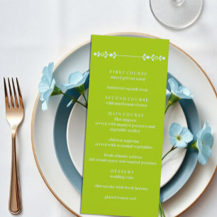 Menú Boda Citrus Verde y Azul Costero