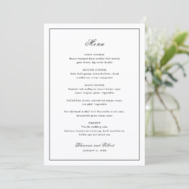 Menú Boda Clásica atemporal en negro y blanco