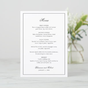 Menú Boda Clásica atemporal en negro y blanco
