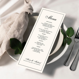Menú Boda clásica elegante crema negro marfil