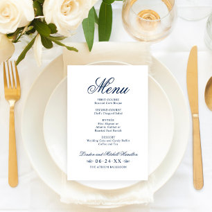 Menú Boda Clásica Elegante de Azul Marino