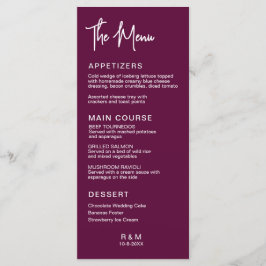 Menú Boda clásica elegante de Borgoña