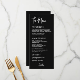 Menú Boda clásica elegante en blanco y negro