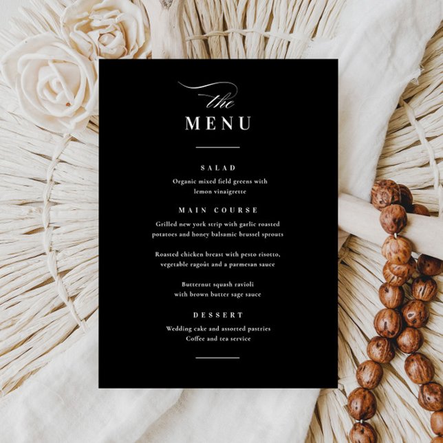 Menú Boda Clásica Elegante en Blanco y Negro (Subido por el creador)
