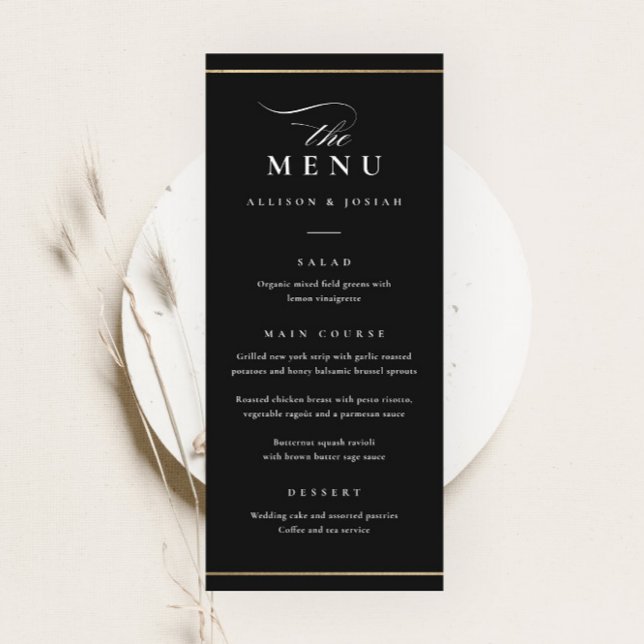Menú Boda Clásica Elegante en Blanco y Negro (Subido por el creador)