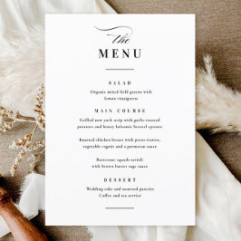 Menú Boda Clásica Elegante en Blanco y Negro