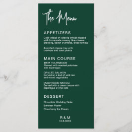 Menú Boda clásica elegante verde cazador