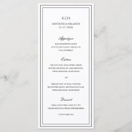 Menú Boda clásica en blanco y negro elegante