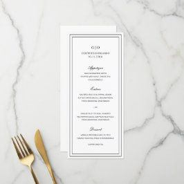 Menú Boda clásica en blanco y negro elegante
