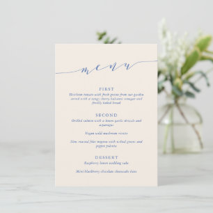 Menú Boda Clásica Minimalista Cena Azul Personalizada