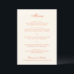 Menú Boda Clásica Moderna de Terracota Elegante<br><div class="desc">Este diseño es parte de un conjunto de invitaciones de boda elegantes que presentan una paleta cálida y soleada inspirada en la puesta de sol italiana, que combina el marfil suave con la rica terracota. La tipografía de guión delicada se combina con letras serif refinadas para un aspecto atemporal y...</div>