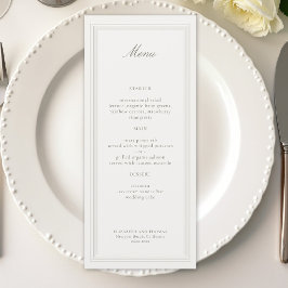 Menú Boda Clásica Moderna Elegante Formal Triple Ecru