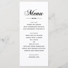 Menú Boda clásica tipografía elegante en blanco y negro