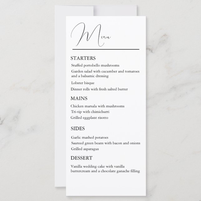 Menú Boda clásico (Anverso)