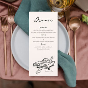 Menú Boda clásico con dibujo recién casado