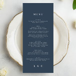 Menú Boda clásico elegante de color blanco azul de la M<br><div class="desc">menú delgado para coincidir con la colección *si desea más opciones de papel este diseño se puede transferir a un programa delgado *o para más ayuda póngase en contacto conmigo</div>